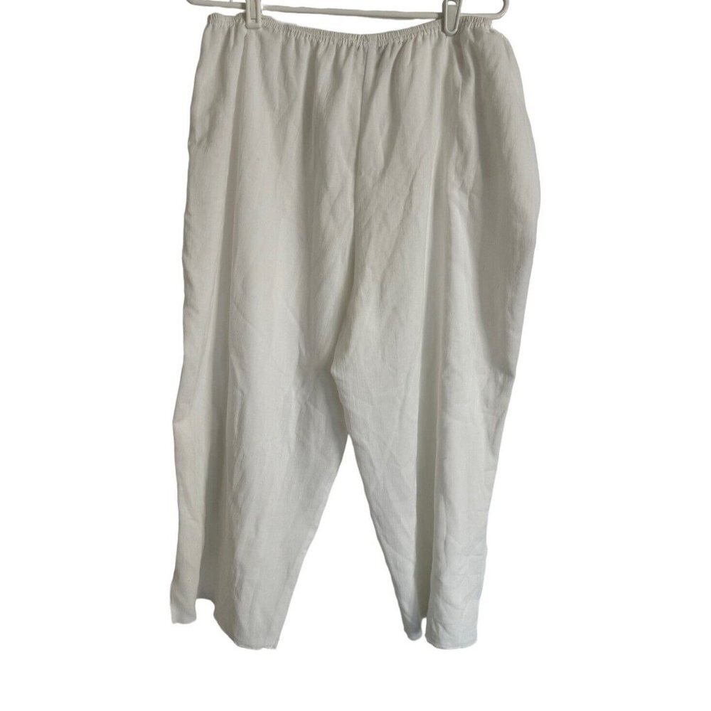 Tilley Endurable 2XL Linda Lundstrom Cropped White Pants Elastic Waist Wide Leg - Picture 7 of 11